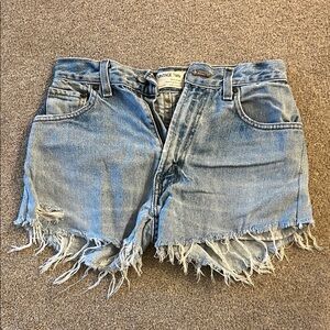 Levi's Light Blue Frayed Jean Shorts
